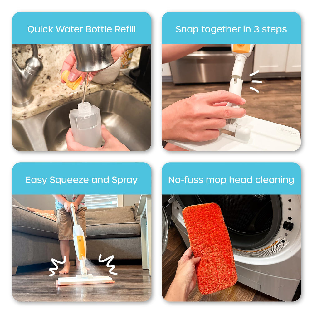 Quiggly Toy Spray Mop lightweight design for easy grip by small hands.