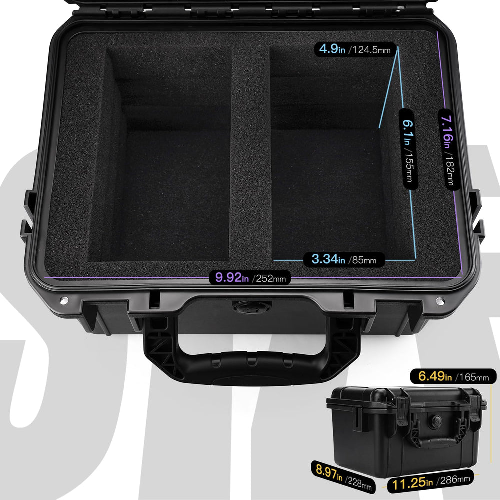 QINGUANG trading card case interior showing 4 foam dividers for organization.