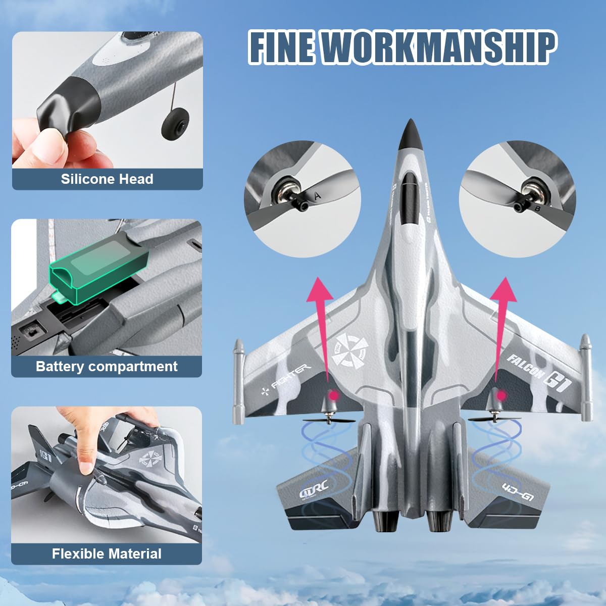 QuirkyGlee F-22 stealth-raptor dual batteries extend flying time