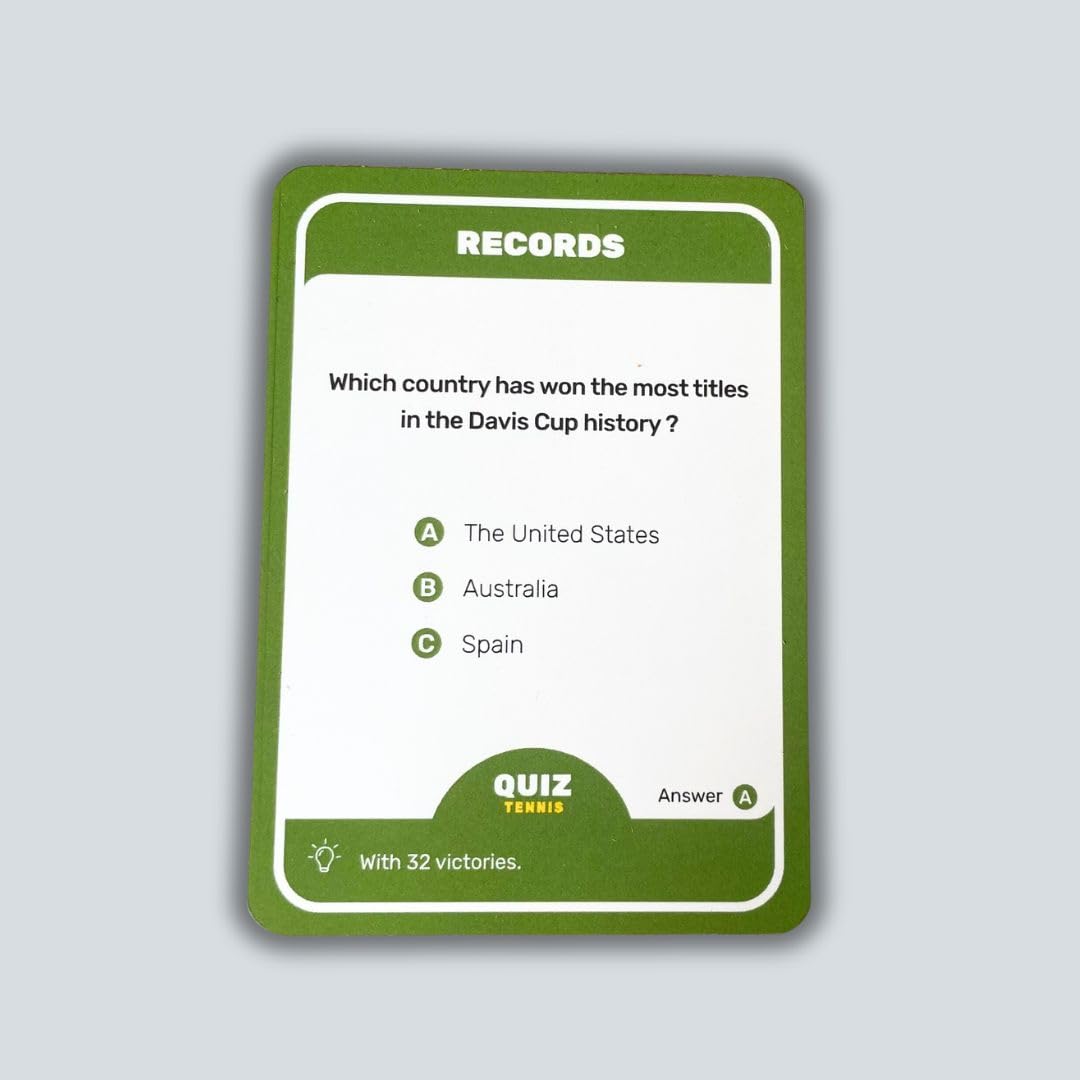 Quiz Tennis category list highlight, signaling varied trivia topics.