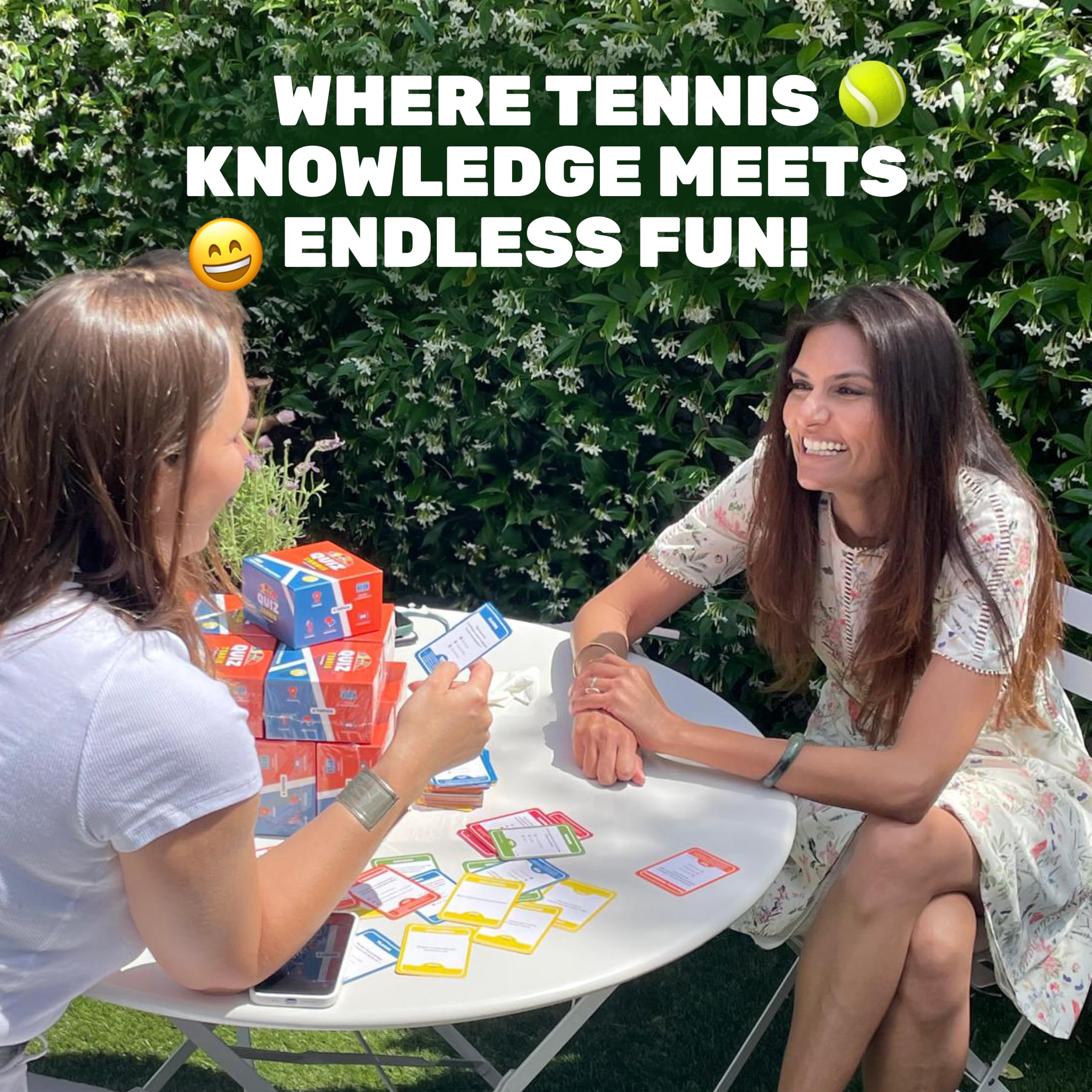 Quiz Tennis family and friends game night setup.