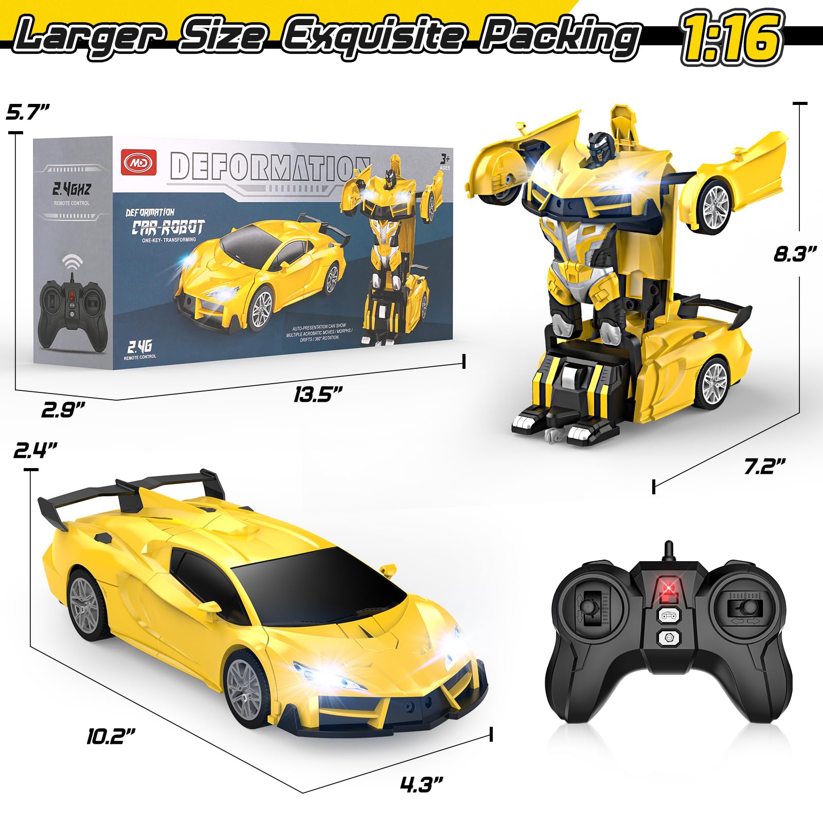 Qumcou Transform RC car 2.4GHz remote demonstrates simple control for kids