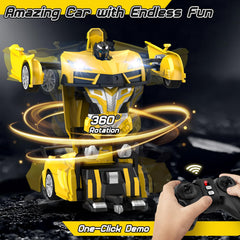 Qumcou Transform RC car robot mode view demonstrates 2-in-1 play options