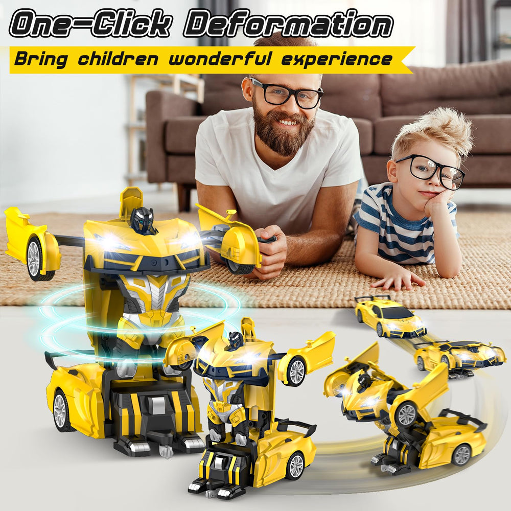 Qumcou Transform RC car side view highlights sleek race car styling for fast action
