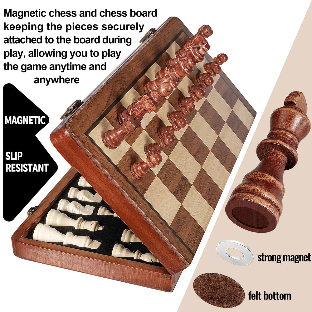 QUMMFA folding board with built-in storage slots keeps pieces organized.