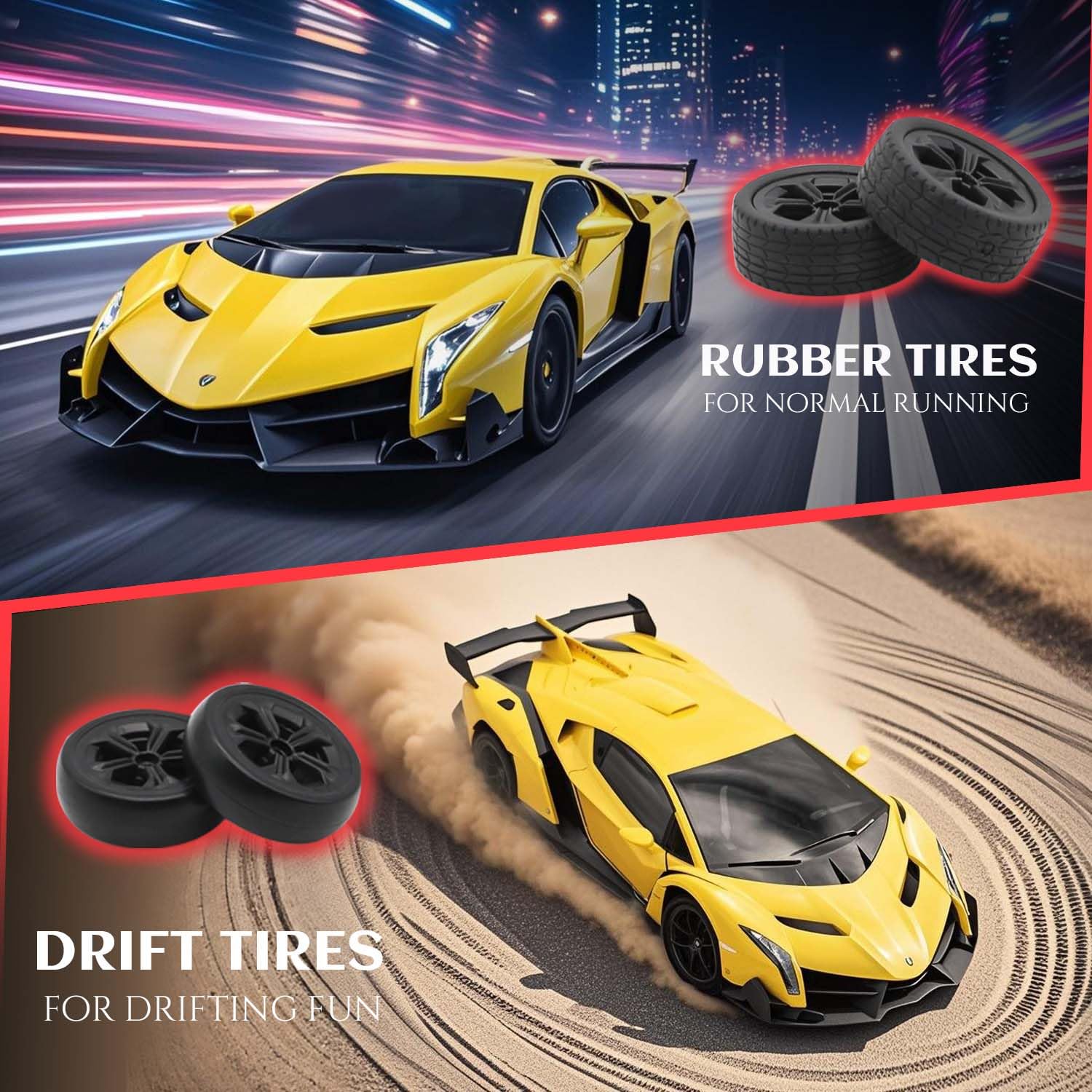 QUN XING Lambo Veneno RC drift rear view for dynamic stunts and races