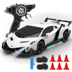 QUN XING Lamborghini Veneno RC car front view with LED lights for night play.
