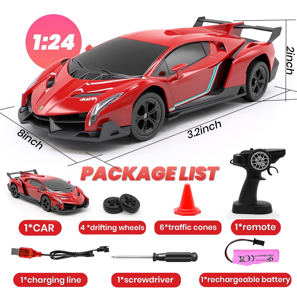 QUN XING Veneno RC car 2.4GHz control supports interference-free multi-car play.