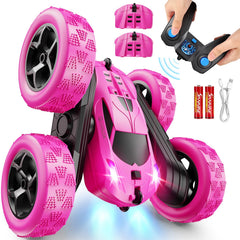 QUNREDA RC car front view in rose color, ideal for indoor play.