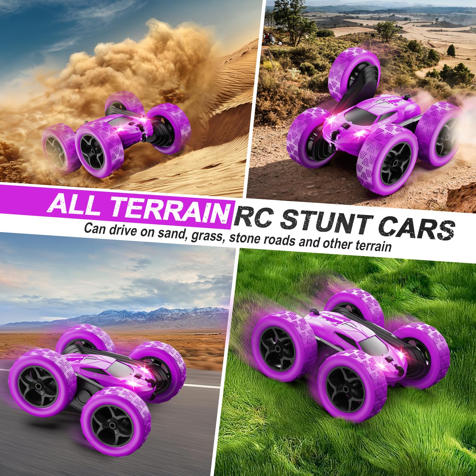 QUNREDA RC remote control provides easy two-button operation for stunts.