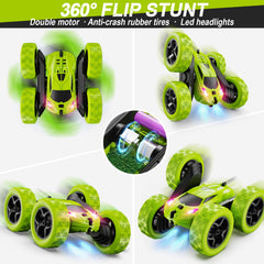 QUNREDA RC stunt car detachable battery module design enhances charging safety.