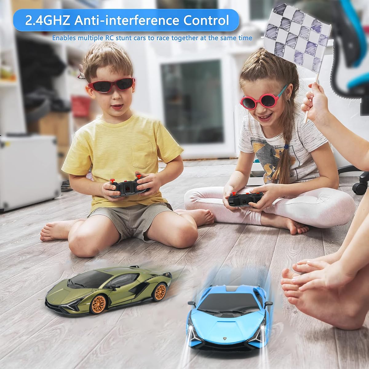 QUN XING Sian 1:24 RC car blue interior detail visible