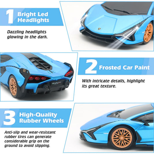 QUN XING Sian 1:24 RC car blue front view for dynamic speed