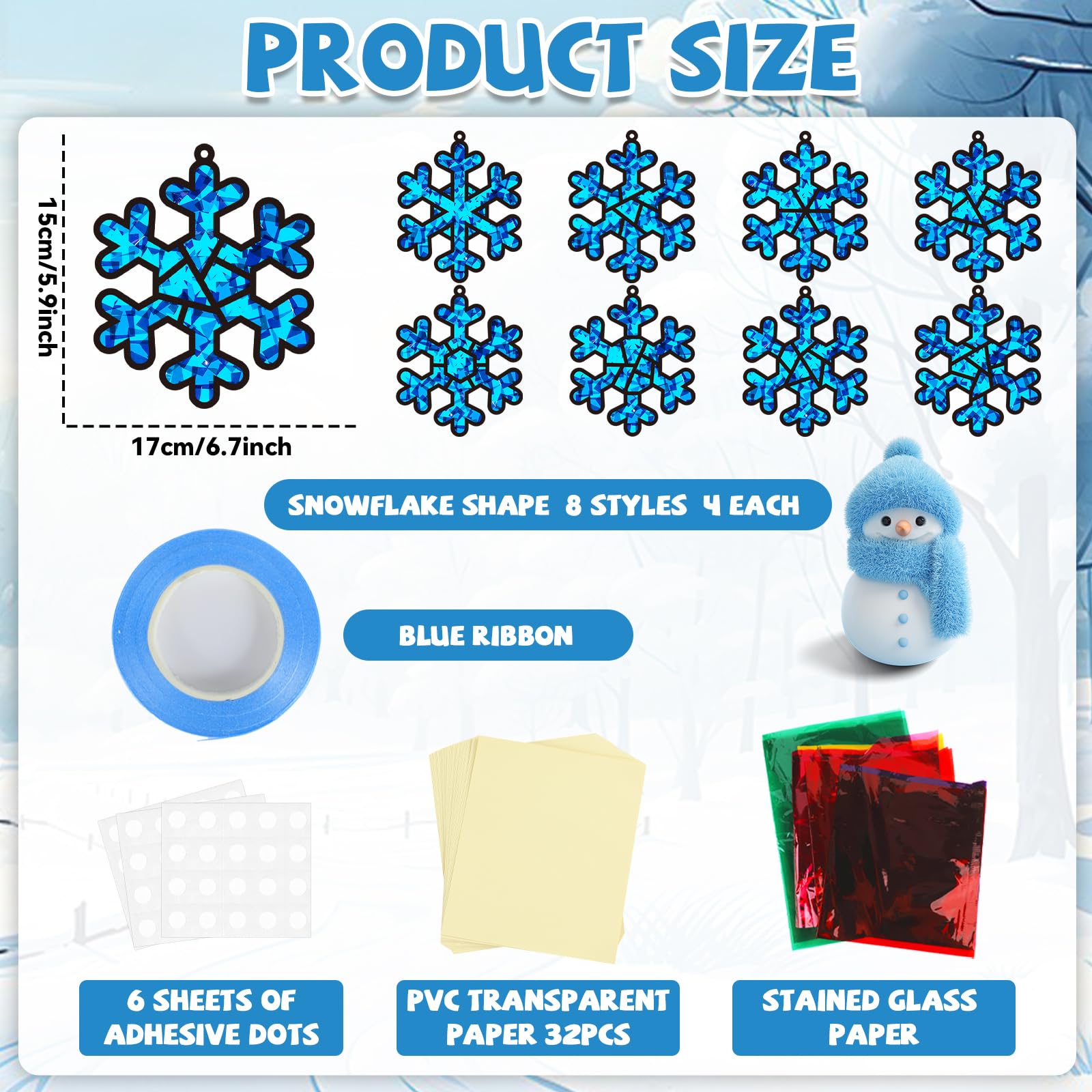 QOUBAI snowflake design templates enabling easy DIY window decorations
