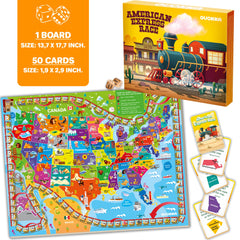 QUOKKA 3X Set US landmarks card displays travel quiz for kids and teens.