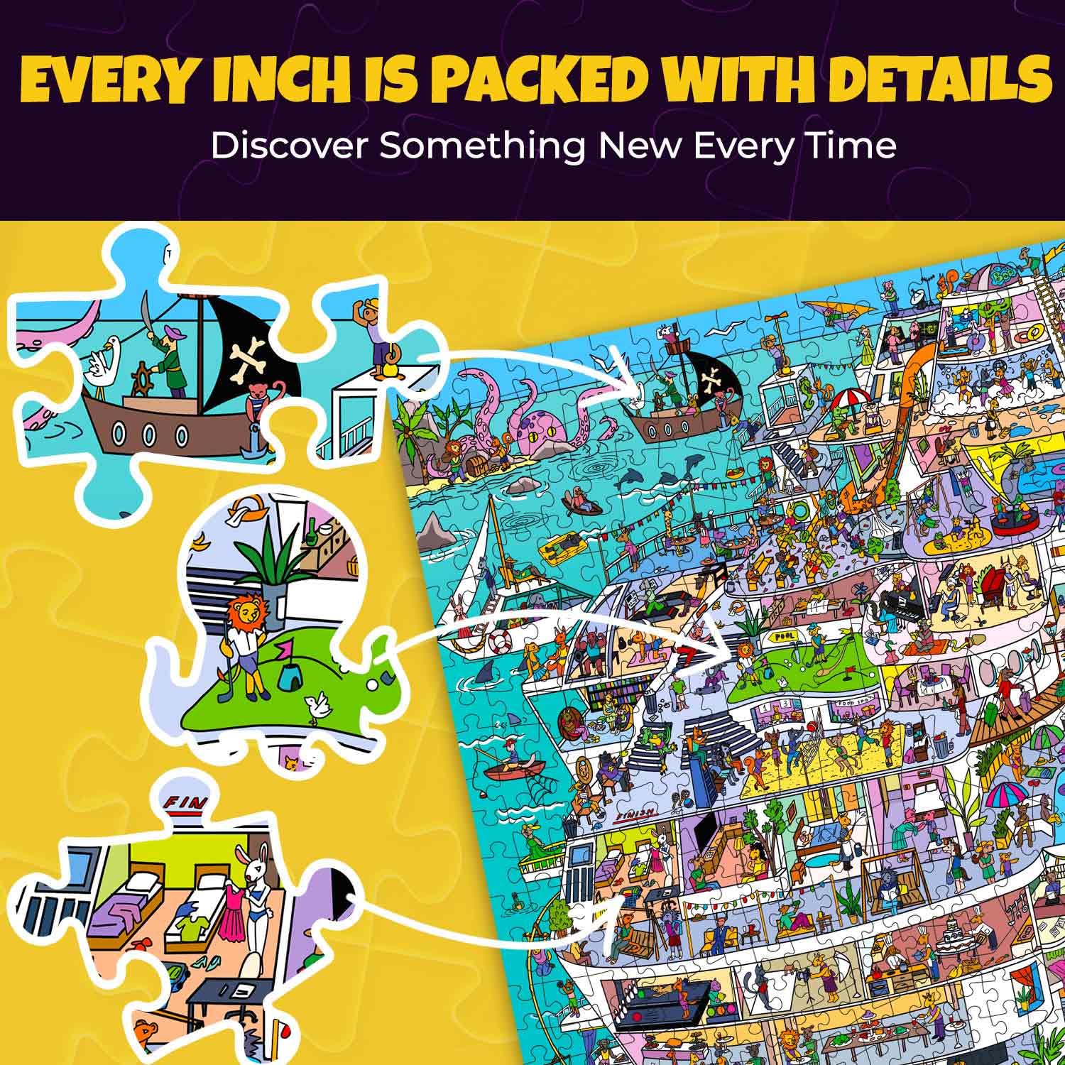 QUOKKA animal-scene cruise ship detail, lively characters spark storytelling while puzzling.