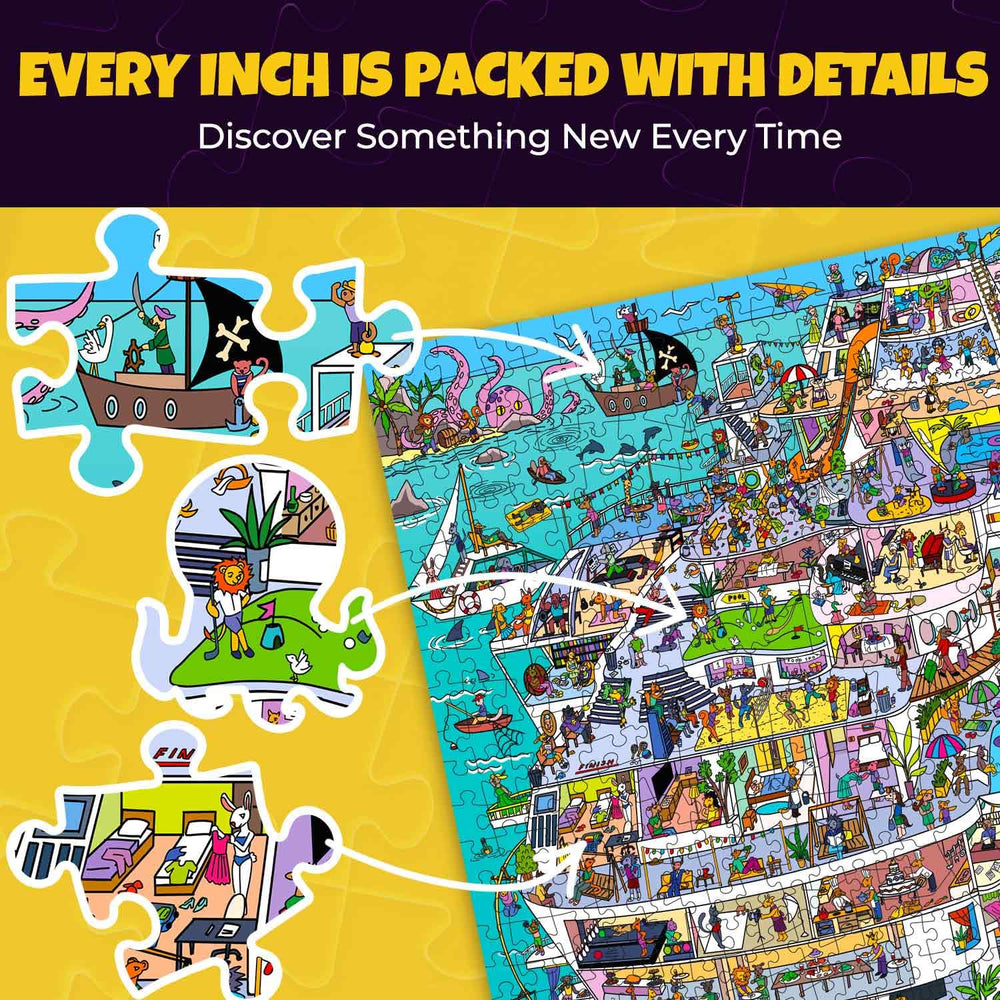 QUOKKA animal-scene cruise ship detail, lively characters spark storytelling while puzzling.