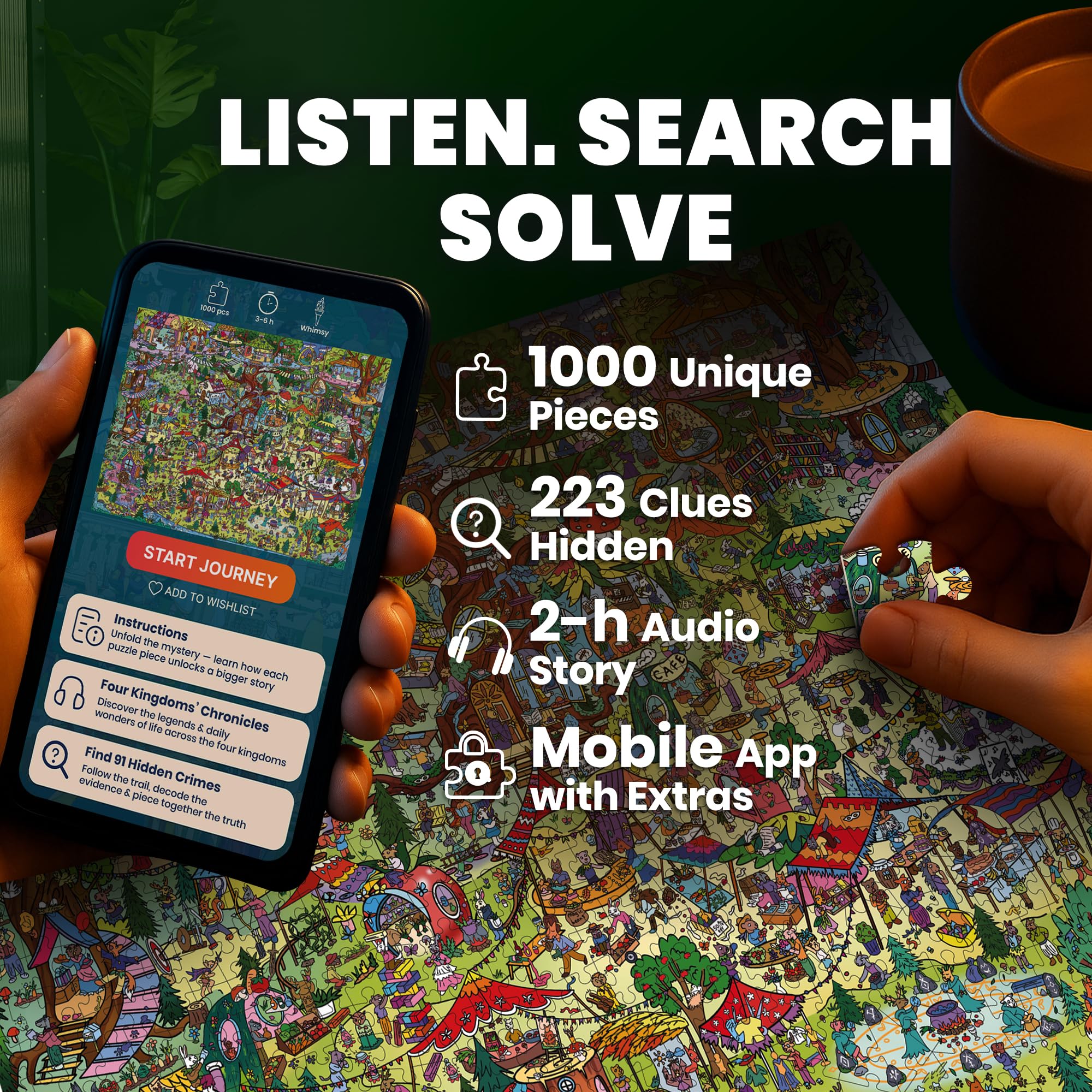 QUOKKA audio story guide enhances solving with a narrated two-hour journey.