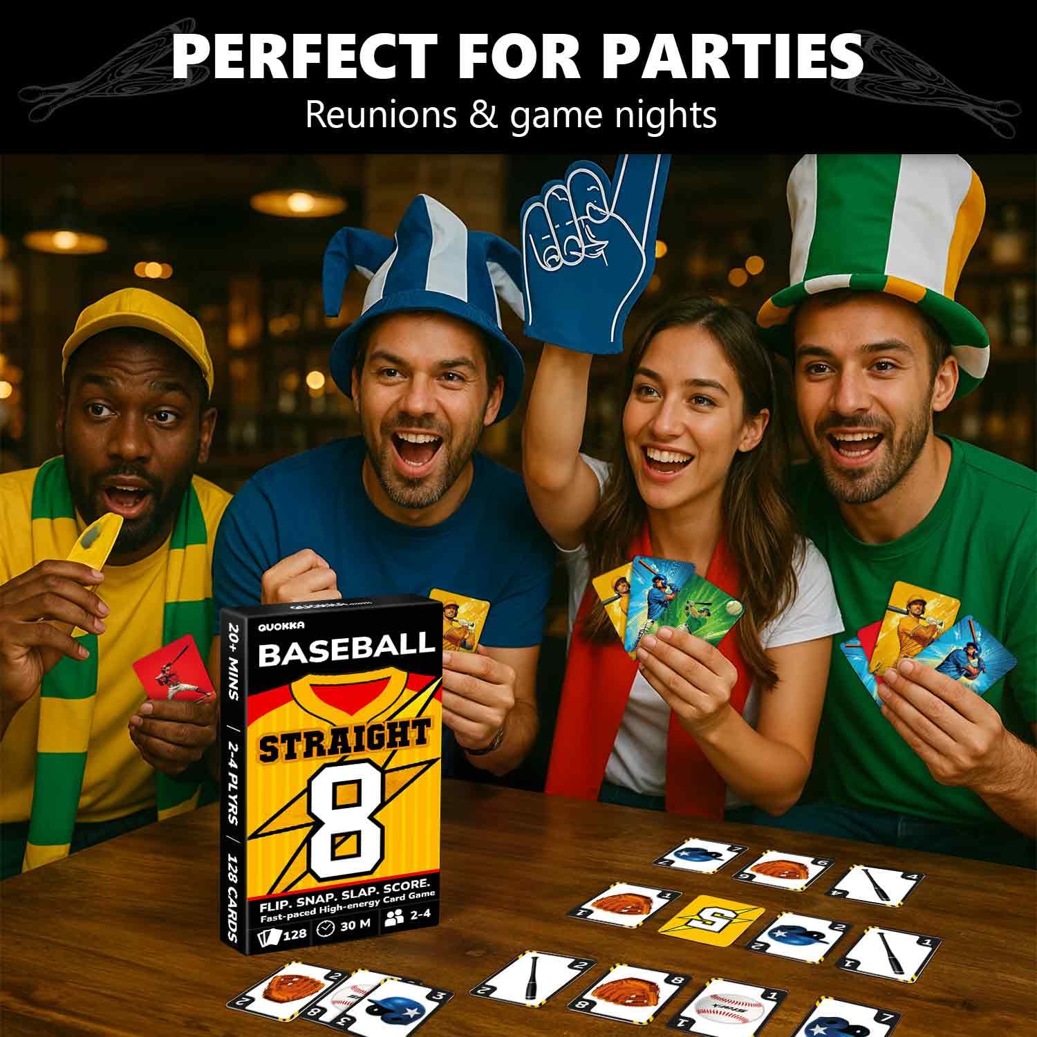 QUOKKA Baseball Card Game end pile flip moment in action