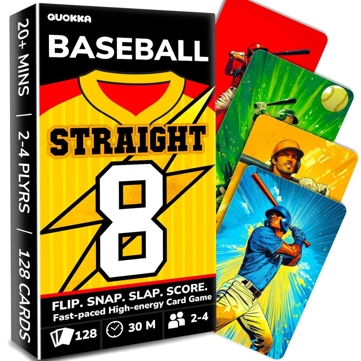 QUOKKA Baseball Card Game hero pack showing quick setup for family play