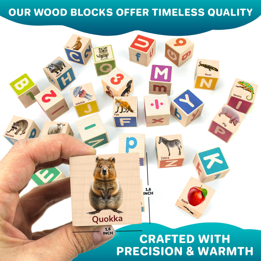 QUOKKA colorful wooden blocks for stacking and fine motor skills