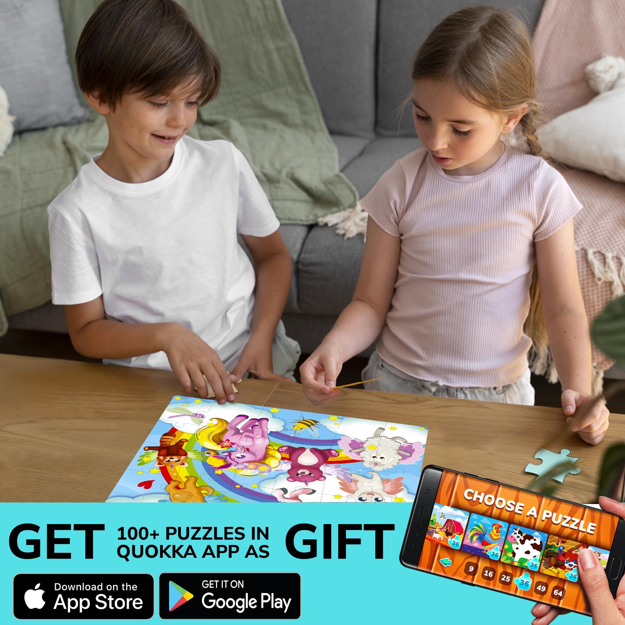 QUOKKA large 13.8 by 9.8 inch puzzles fit easily on floors.