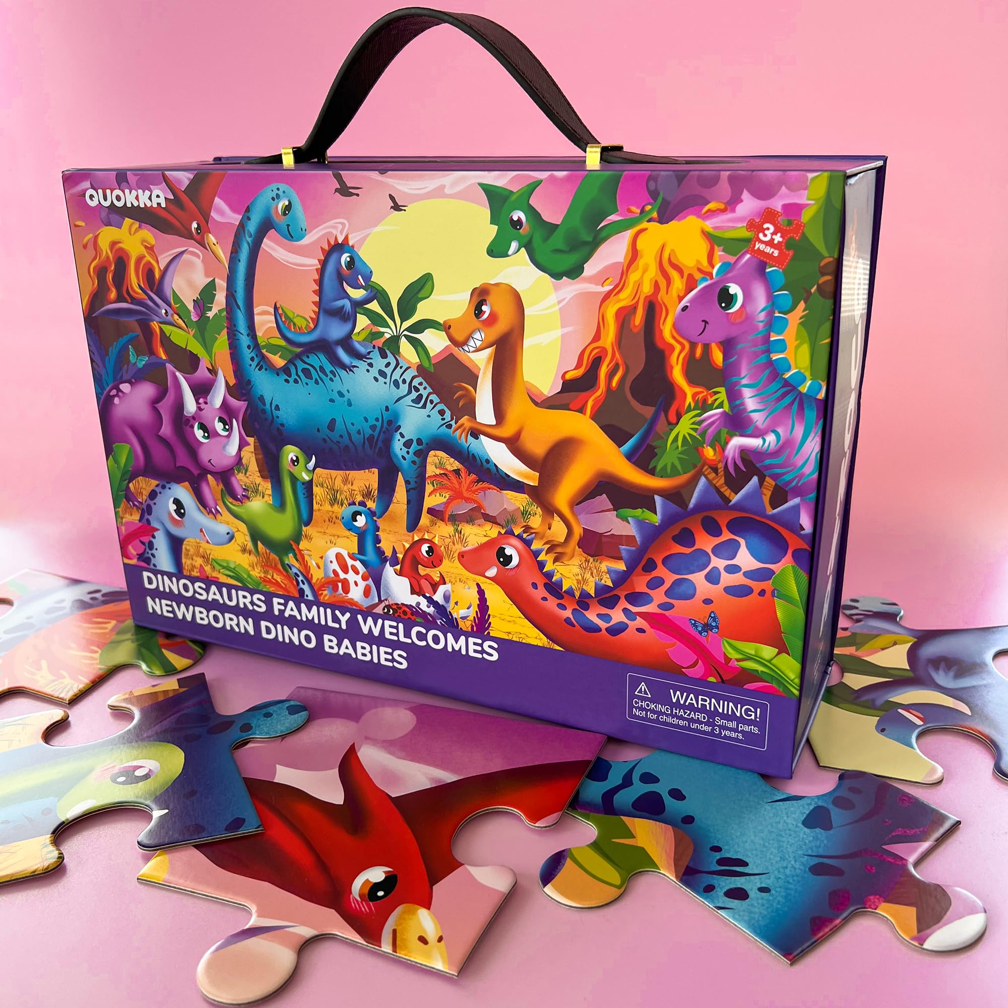 QUOKKA dinosaur scene artwork captivates kids with vivid colors and details