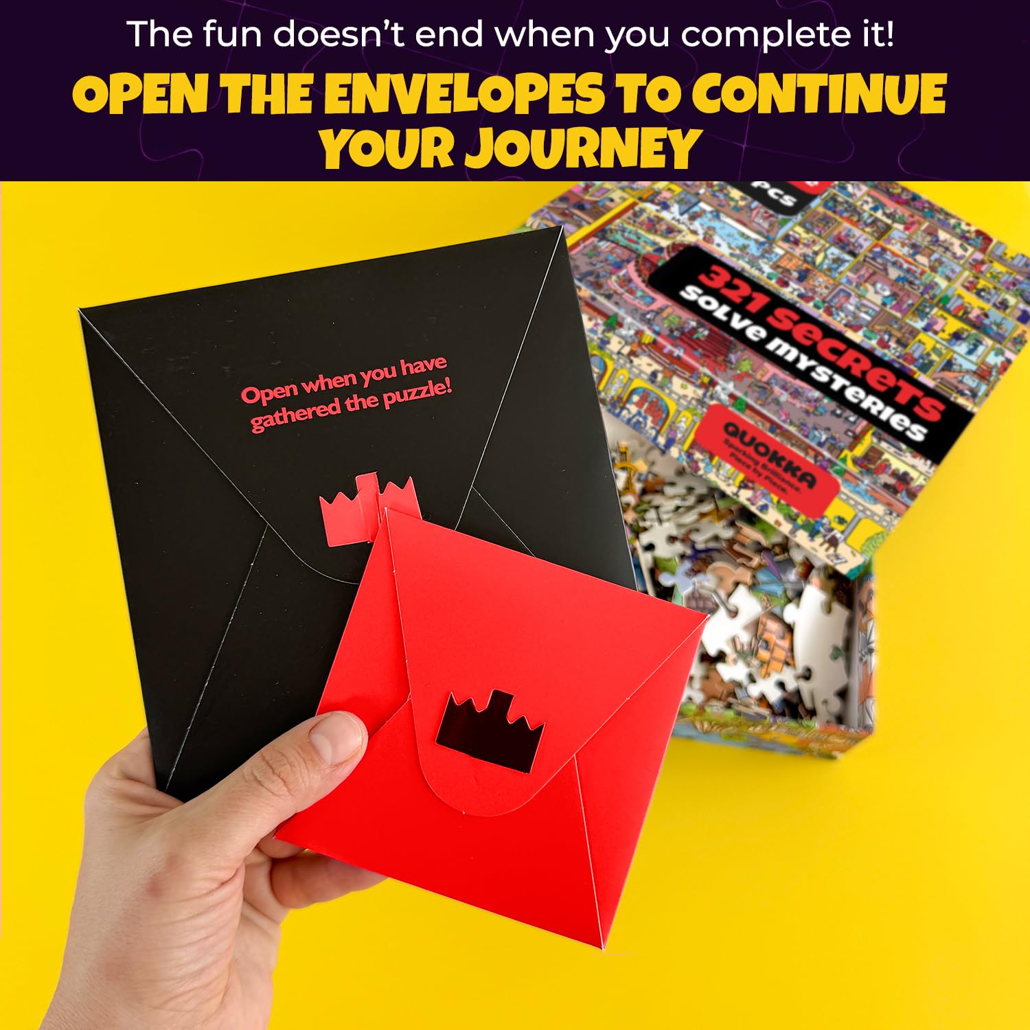 QUOKKA envelopes inside box unlock surprises, blending tangibility with digital play.