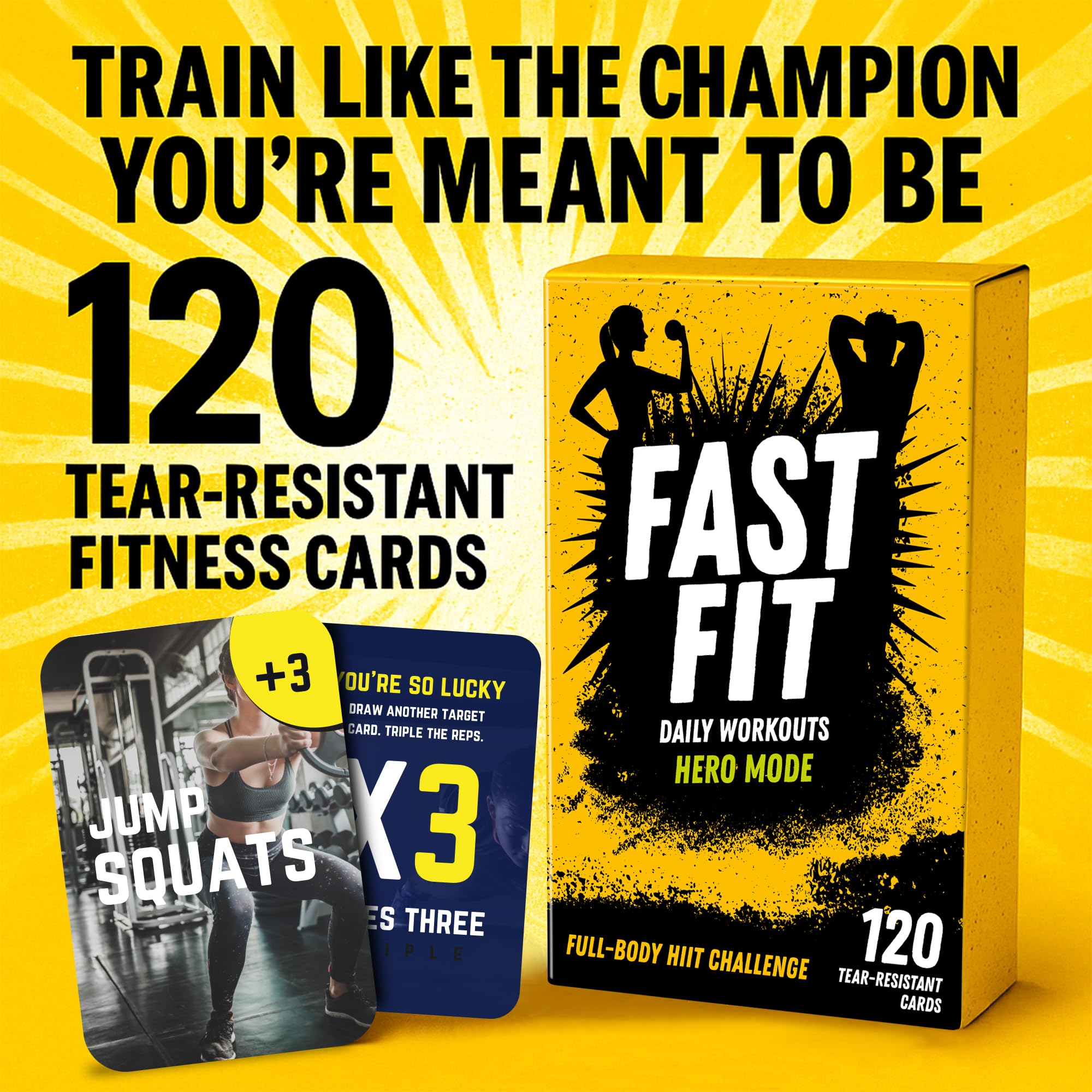 QUOKKA Fast Fit Hero Mode card back shows target detail for accurate reps