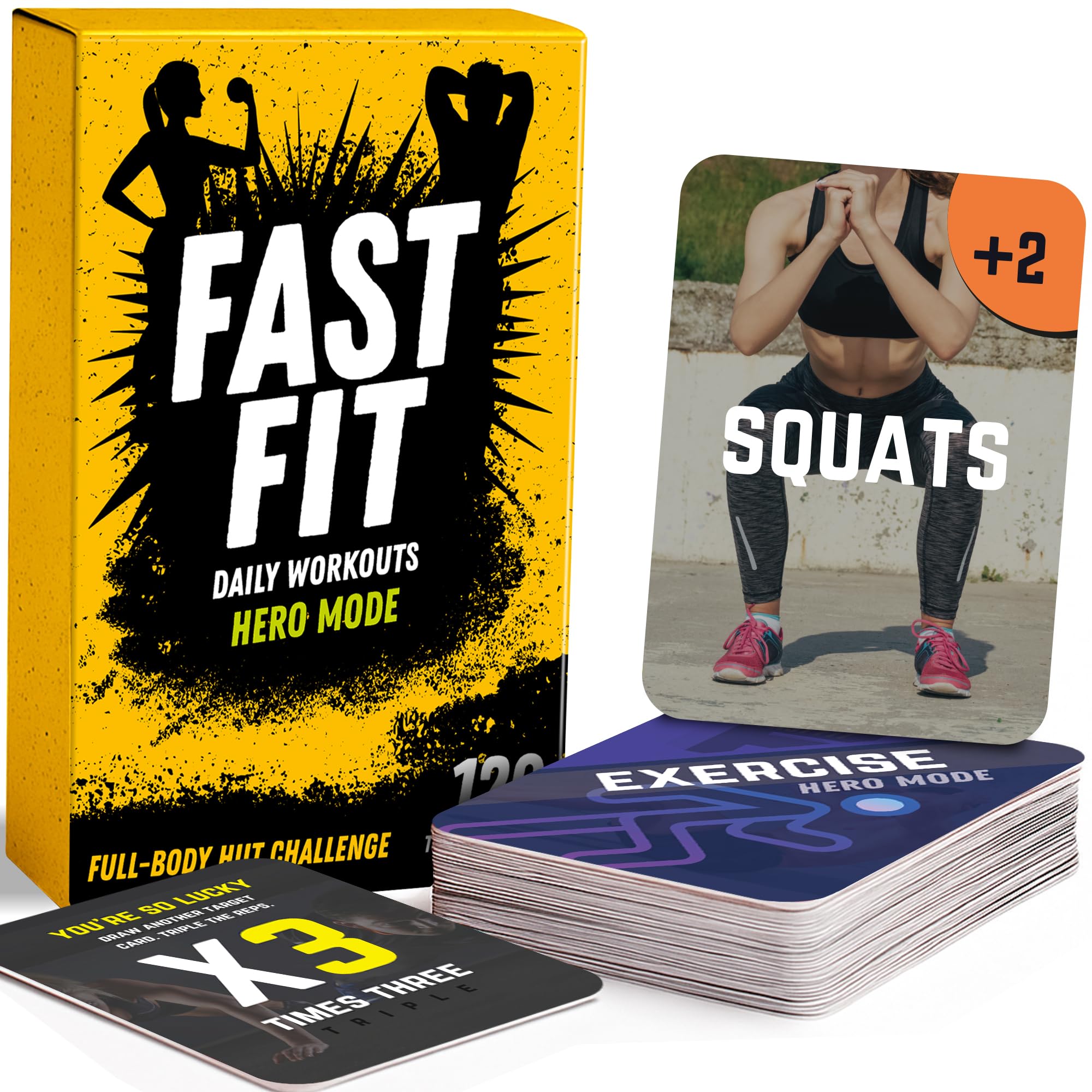 QUOKKA Fast Fit Hero Mode card front demonstrates exercise cue for quick full body training