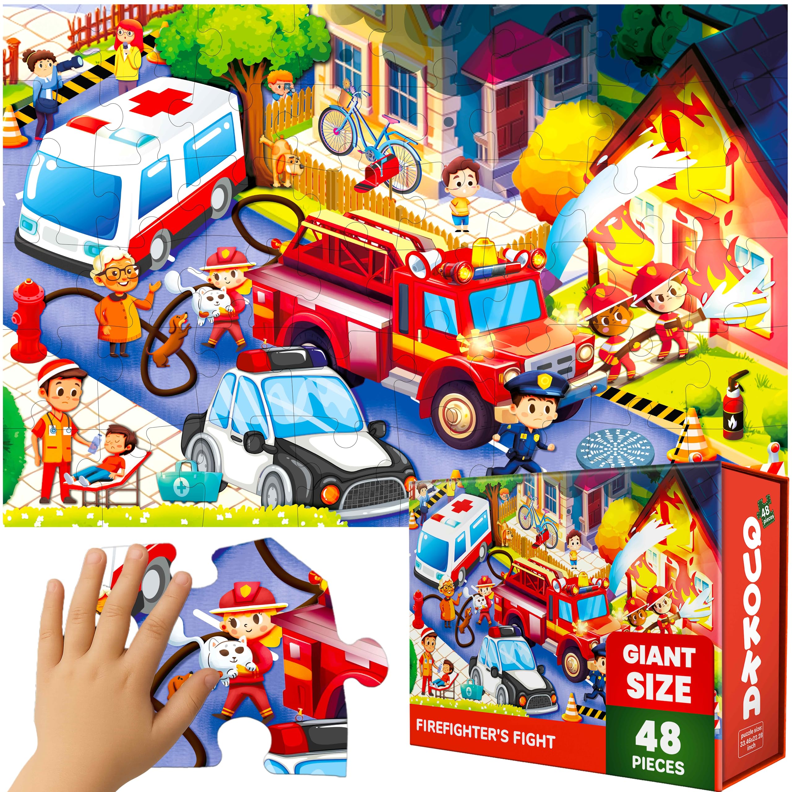 Quokka firetruck puzzle box—gift-ready packaging for birthdays and holidays.