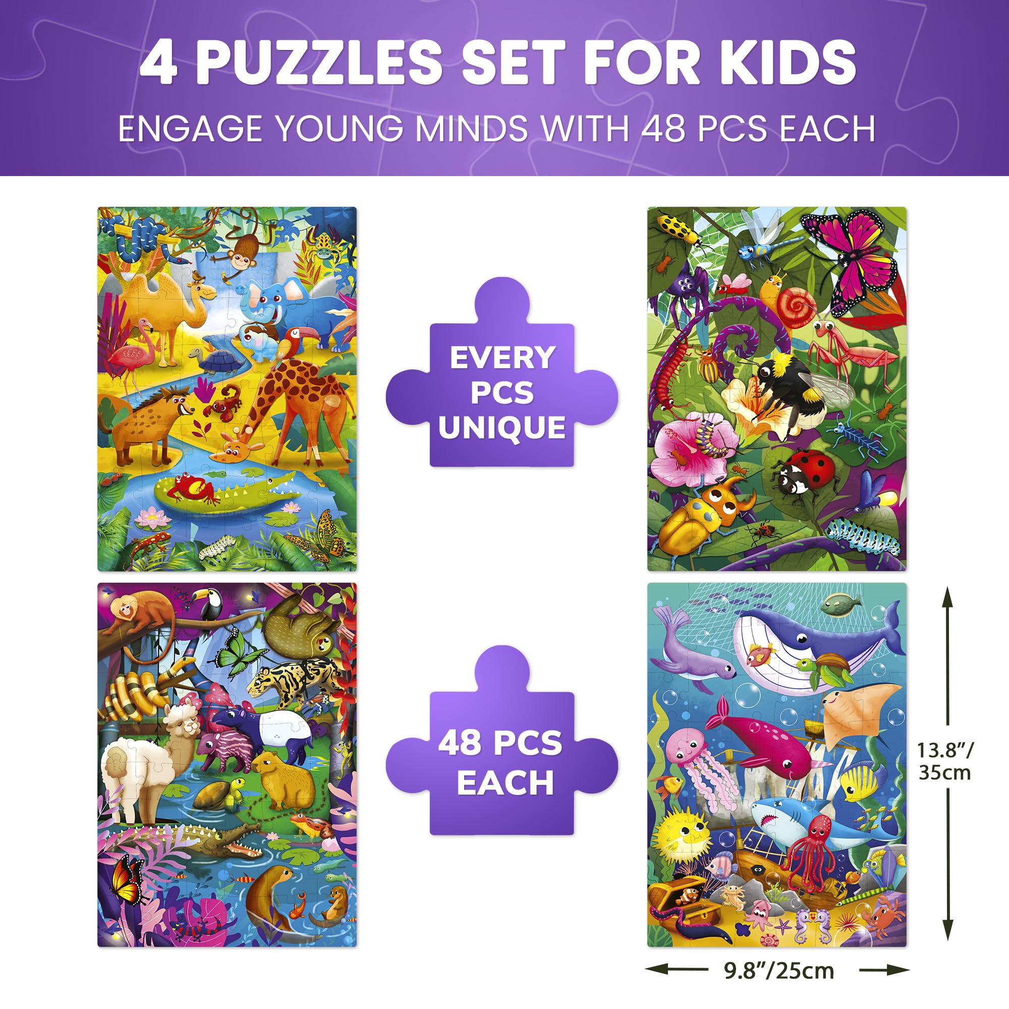 QUOKKA four-pack toddler puzzles Amazon rainforest for early geography awareness and focus