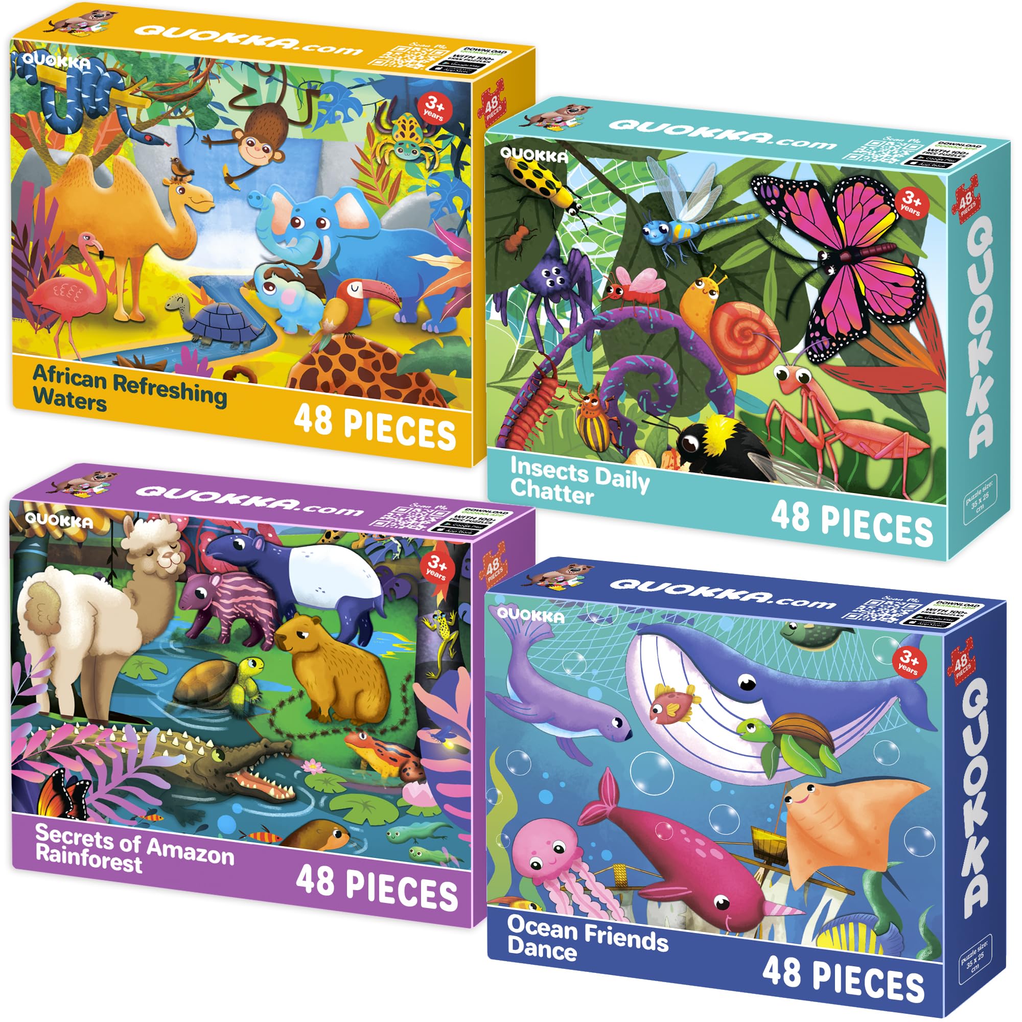 QUOKKA four-pack toddler puzzles insects for engaging learning and hand-eye coordination