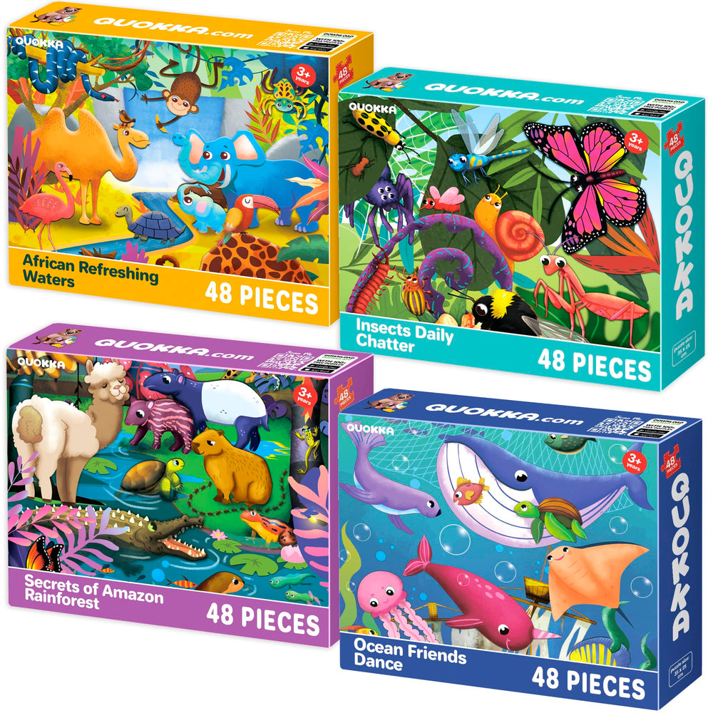 QUOKKA four-pack toddler puzzles insects for engaging learning and hand-eye coordination
