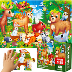 QUOKKA giant floor puzzle forest scene with 48 pieces for collaborative play on the floor