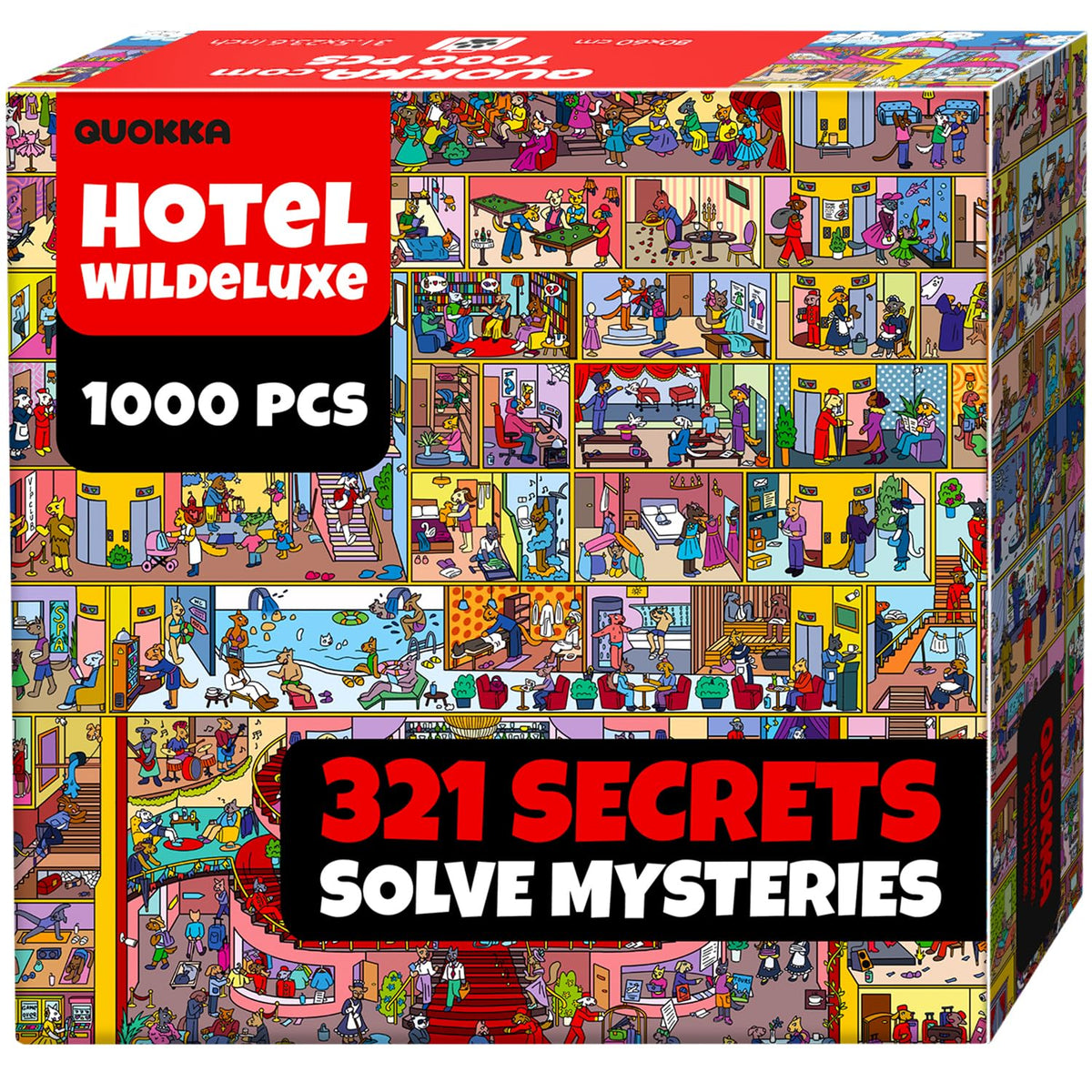 QUOKKA Hotel Wildeluxe puzzle box invites focused relaxation with vivid visuals.