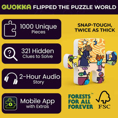 QUOKKA 1000-piece puzzle pieces, thick snap-tough board for satisfying assembly.