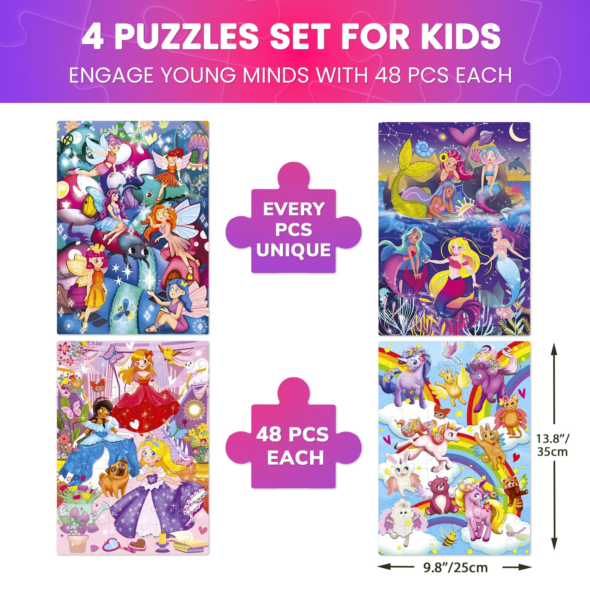 QUOKKA four-pack puzzles with irregular shapes encourage self-correcting play.