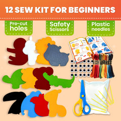 QUOKKA 12-animal toys ready to sew with vibrant colors.