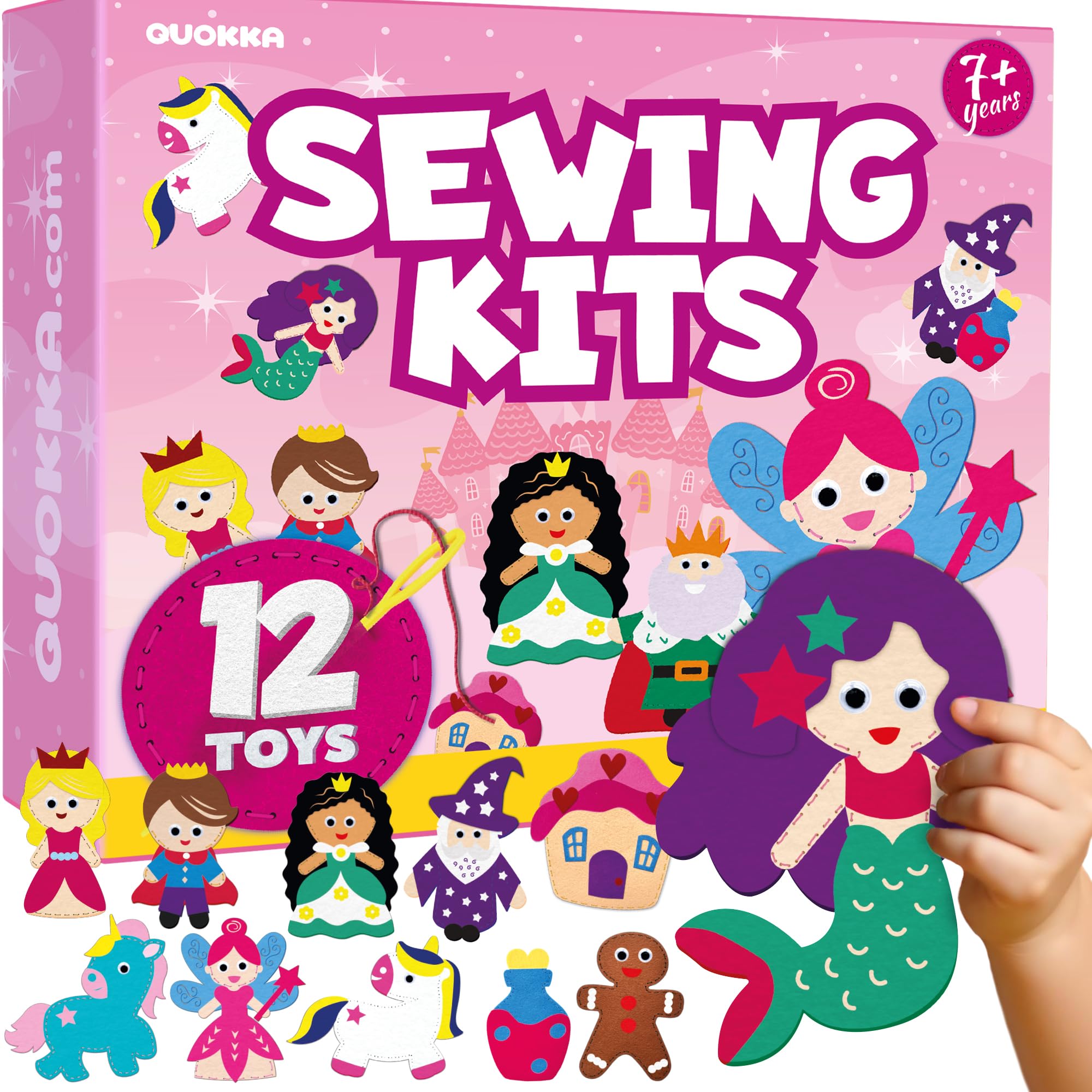 QUOKKA Kids Sewing Kit: 12 jumbo felt toys for imaginative play and learning.