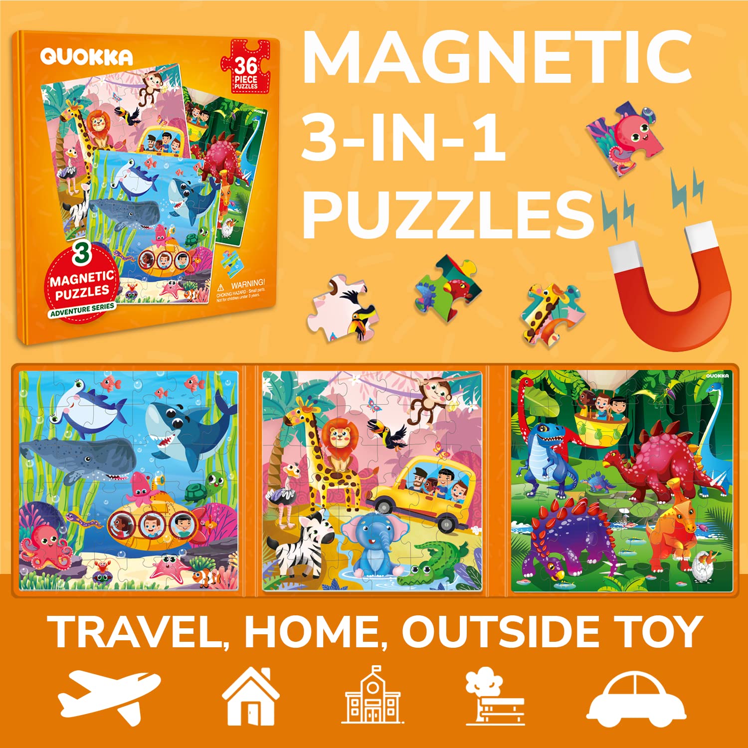 QUOKKA Magnetic Puzzles 36-piece puzzle book enhances concentration during travel