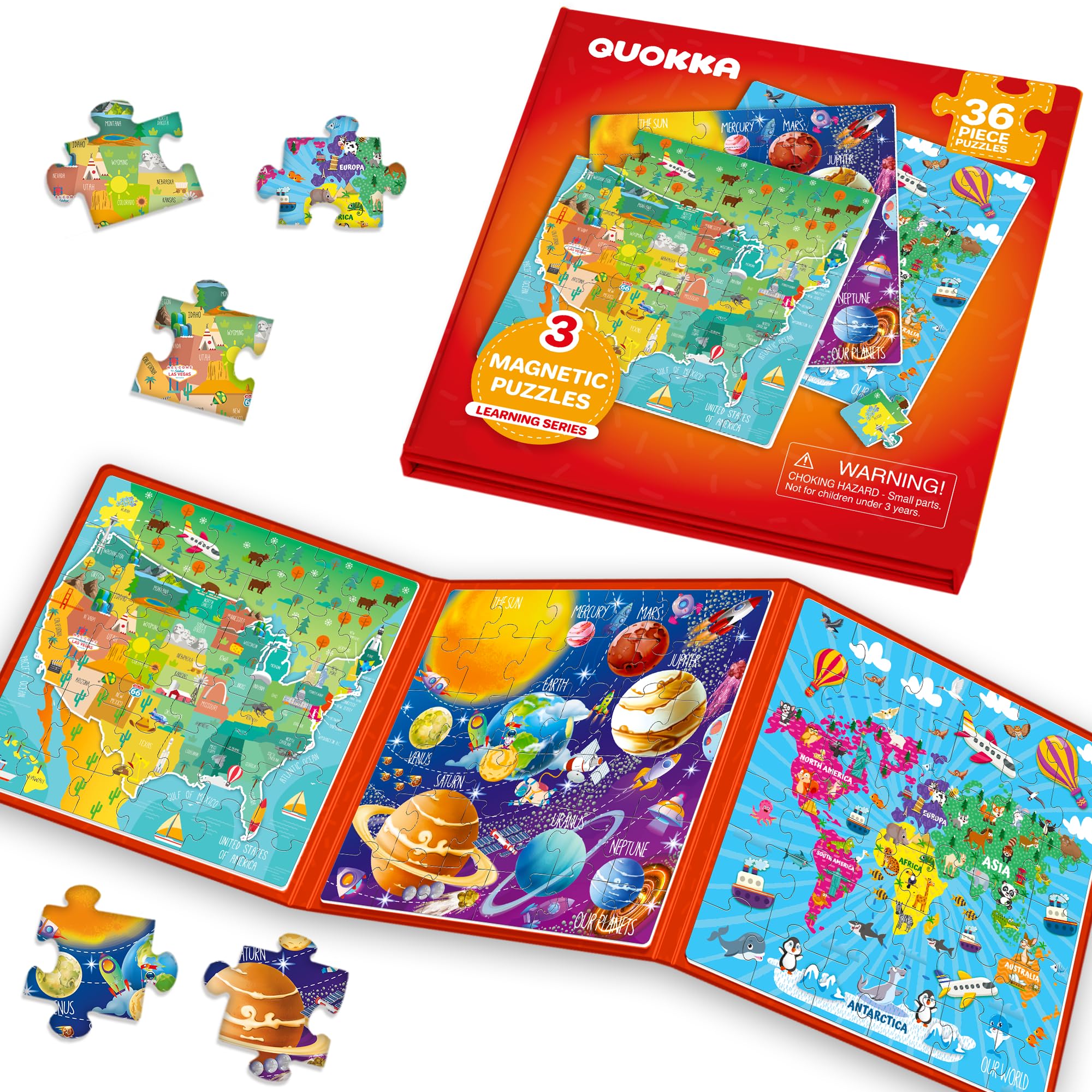 QUOKKA magnetic puzzles world map for car trips boost concentration and spatial awareness.