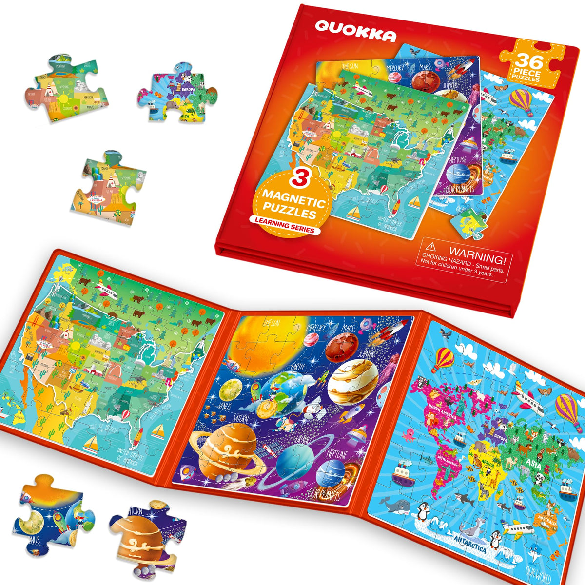 QUOKKA magnetic puzzles world map for car trips boost concentration and spatial awareness.