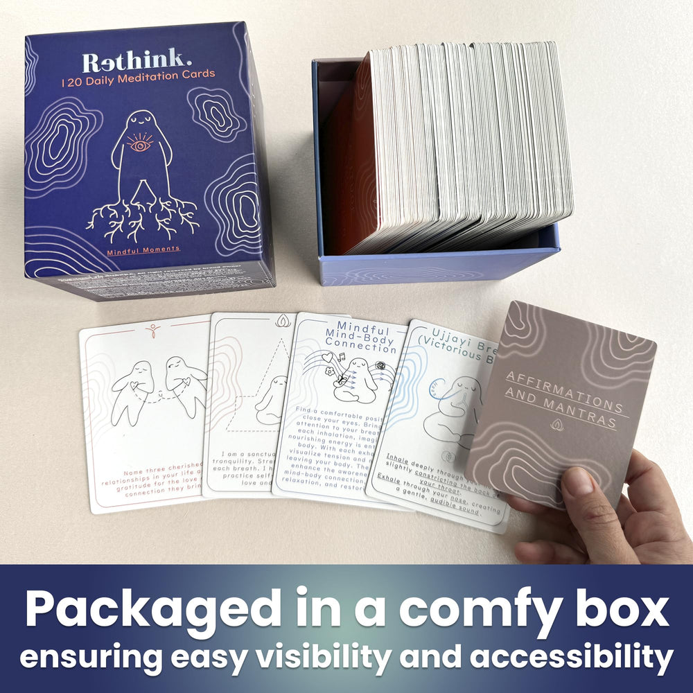 QUOKKA Meditation Cards mindfulness practices shown for present-moment awareness and stress relief.