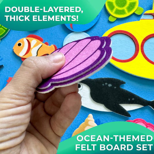 QUOKKA Ocean Felt Board's large 39x27.7 inch panel enables spacious toddler play.
