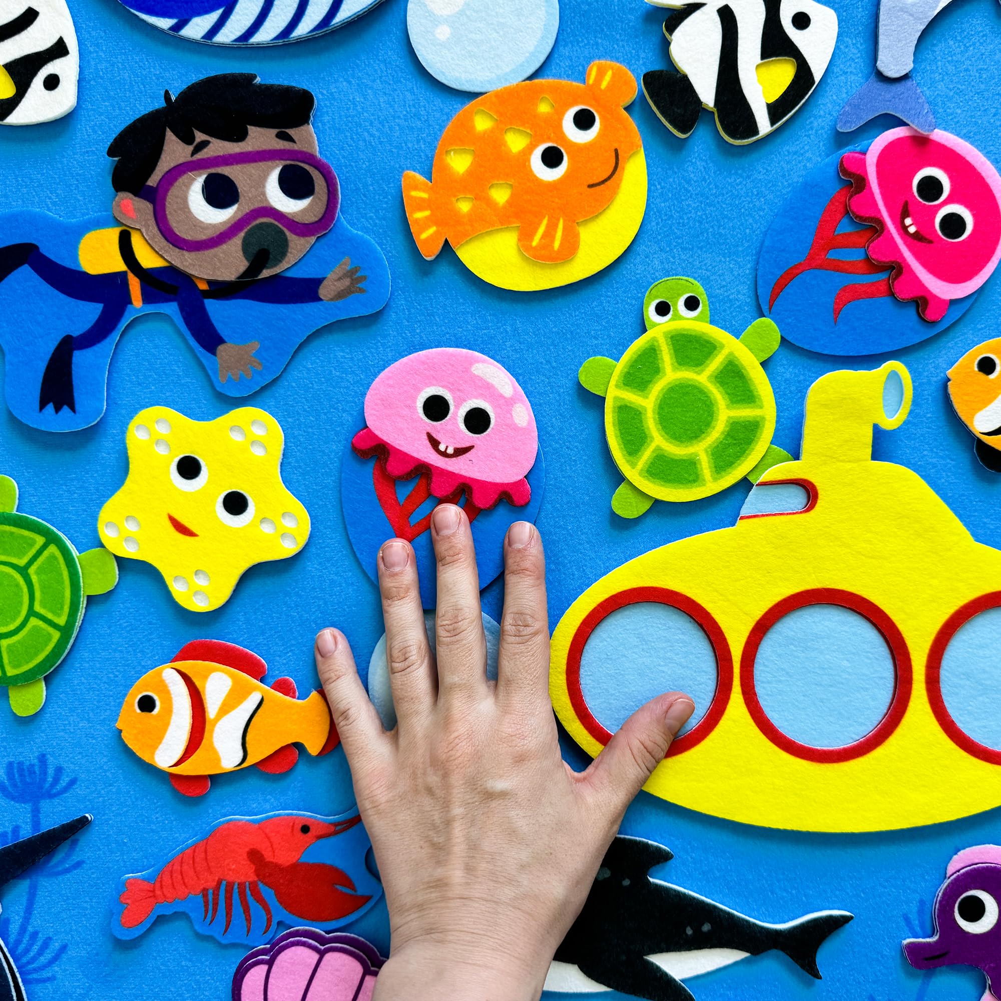 QUOKKA Ocean Felt Board creates a sensory wall panel for hands-on exploration.