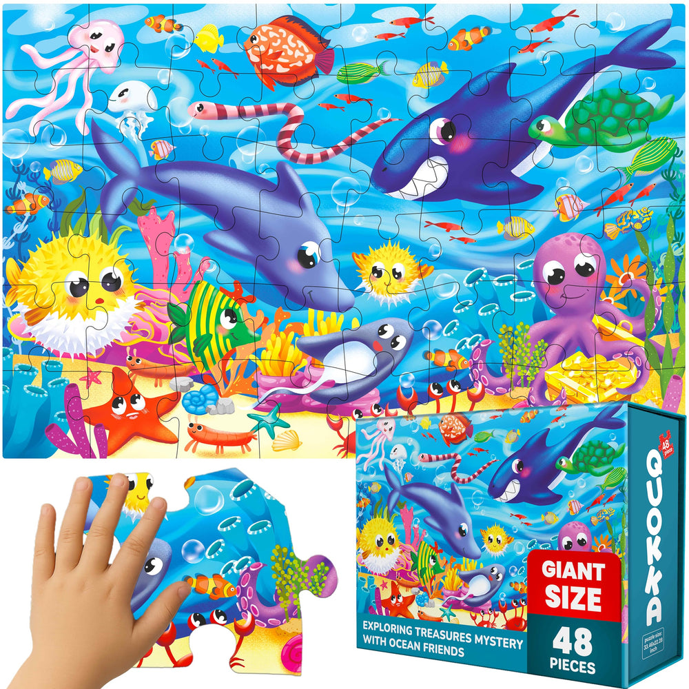 QUOKKA giant ocean floor puzzle 2x3 ft for collaborative family play.