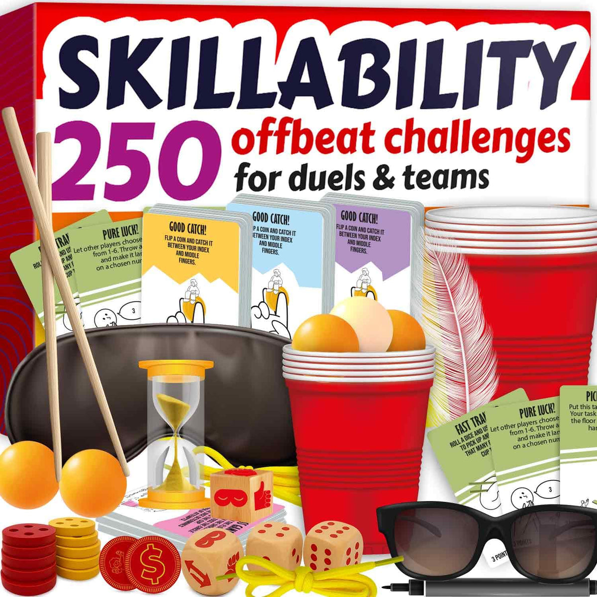 QUOKKA party games packaging showing 250 challenges for family fun