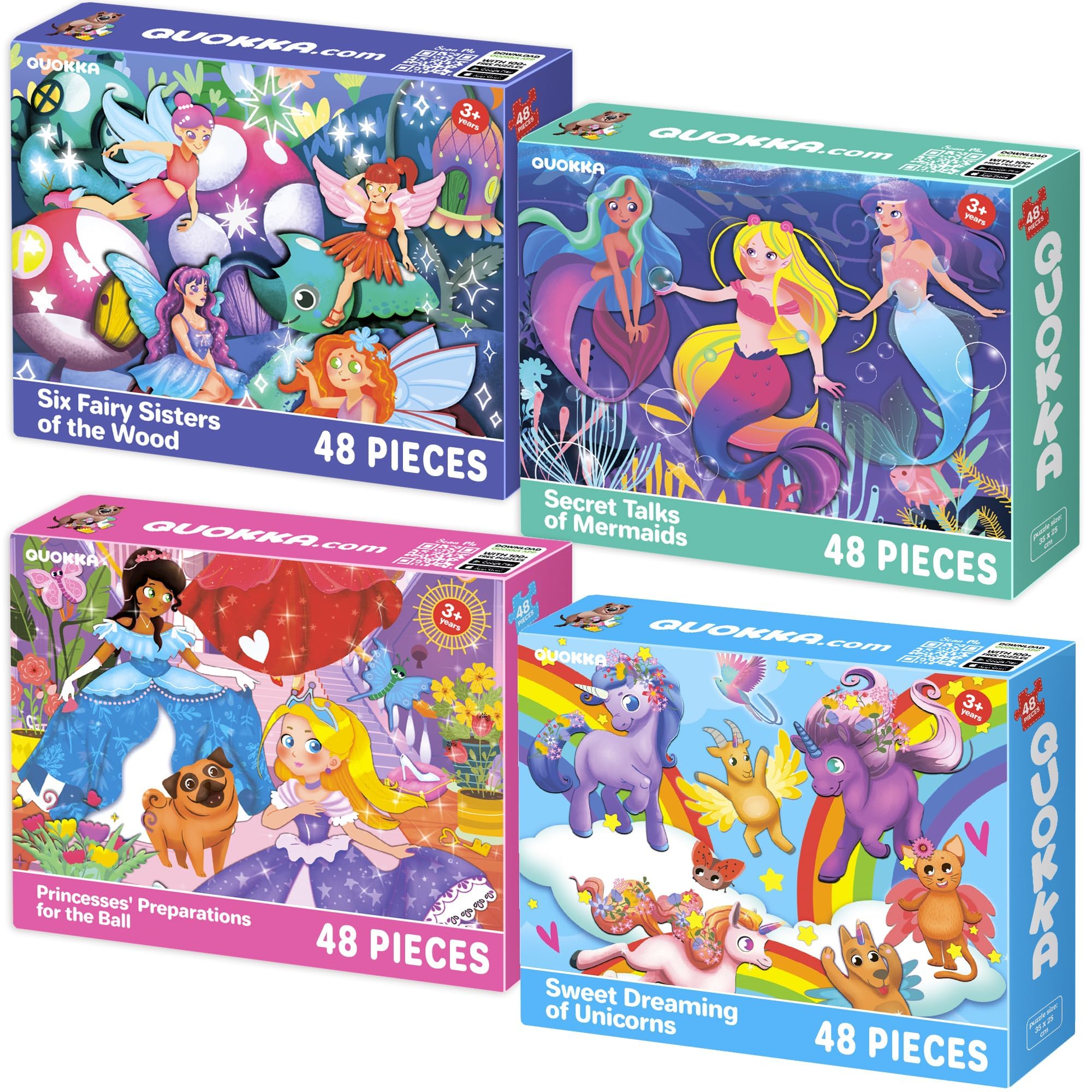 QUOKKA princess-mermaid-unicorn puzzles boost imaginative play for toddlers.
