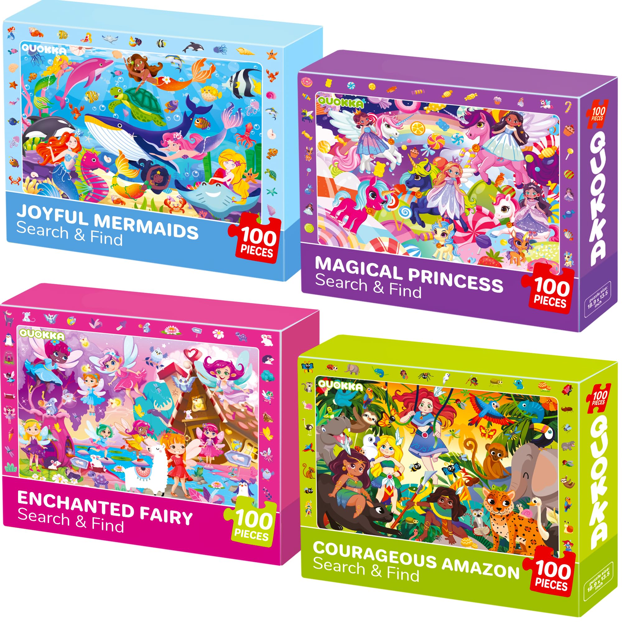 QUOKKA Princess Puzzles cover image shows bright princess scene for imaginative play and early learning